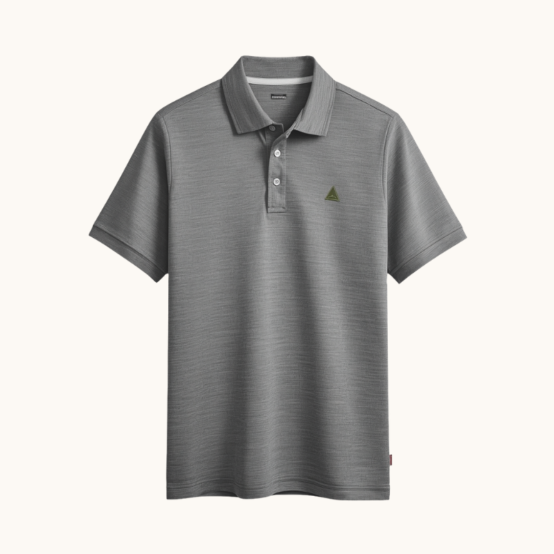 Camiseta polo gris para hombre confeccionada a medida con tela resistente y diseño clásico