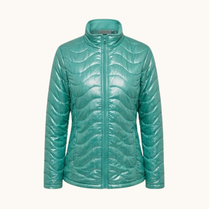 Chompa acolchada femenina impermeable color turquesa personalizada